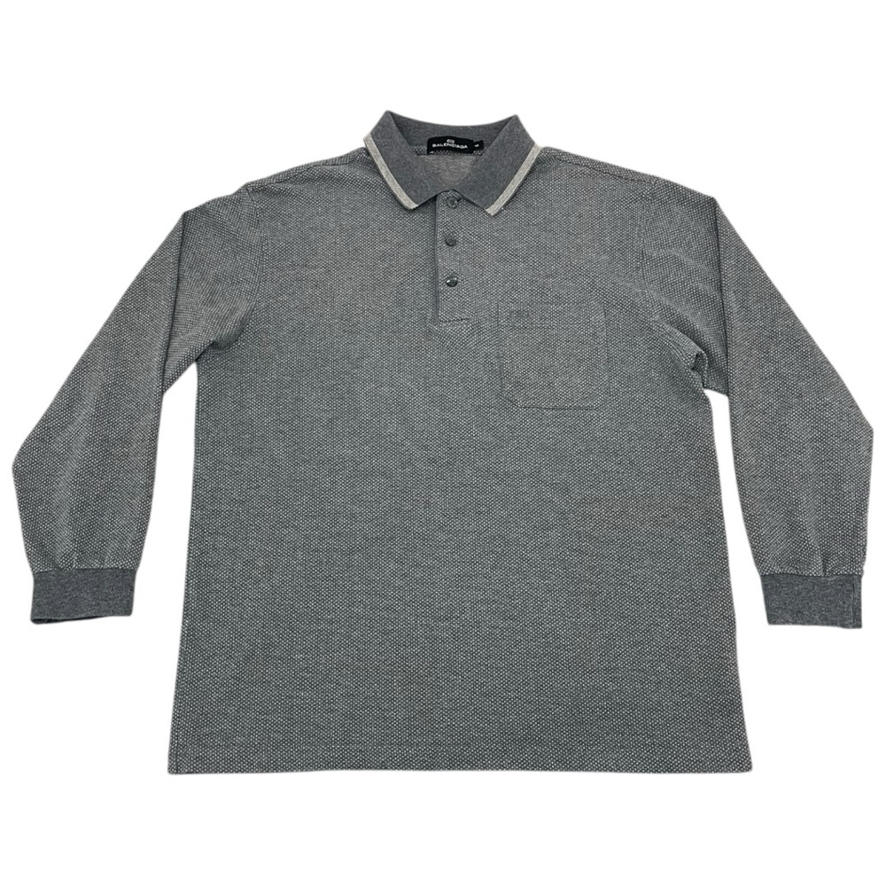 Grey Balenciaga Long Sleeve Polo Shirt (4/L)
